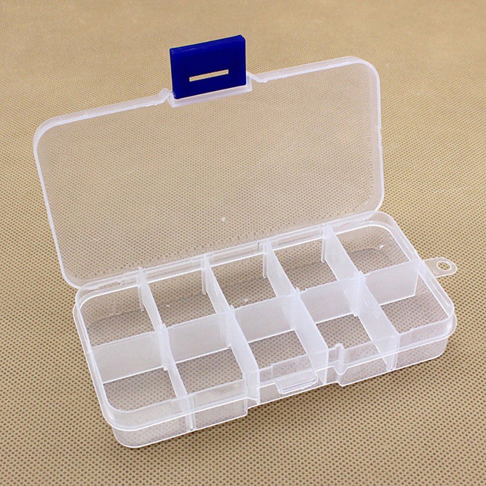 Gemini_mall® Compact Adjustable 10 Compartment Plastic Crafts Storage Box Jewelry Case Tool Container