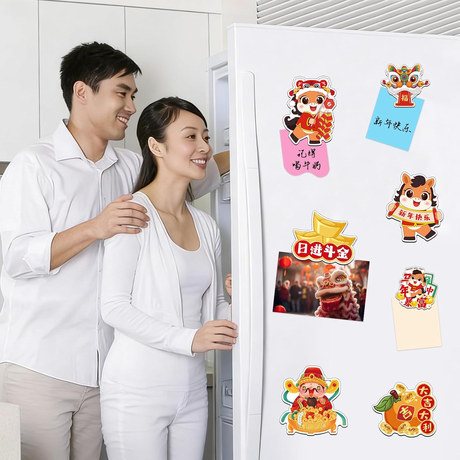 25Pcs Chinese New Year Refrigerator Magnets, Cute Lunar New Years Fridge Magnets Year of The Horse Magnet Stickers for 2026 Spring Festival Car Mailbox Fridge Door Locker Cabinets Home Decor image 4