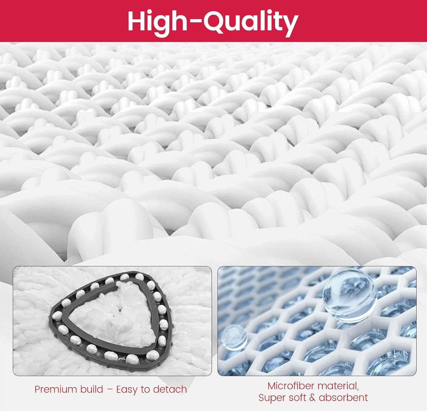 Mop Replacement Heads for O-Ceda Mop Replace Head Easy Wring Spin Mop Heads Replacements, O-Cedar Microfiber Spin Mop Refills, Spin Mop Replacement Head (White-6-pack)