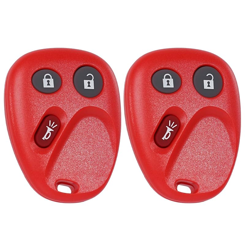 Kit com 2 Controles Remotos Keyless Entry MechanMagic LHJ011 Vermelhos para Chevrolet, GMC, Pontiac, Saturn e Hummer 2003–2006