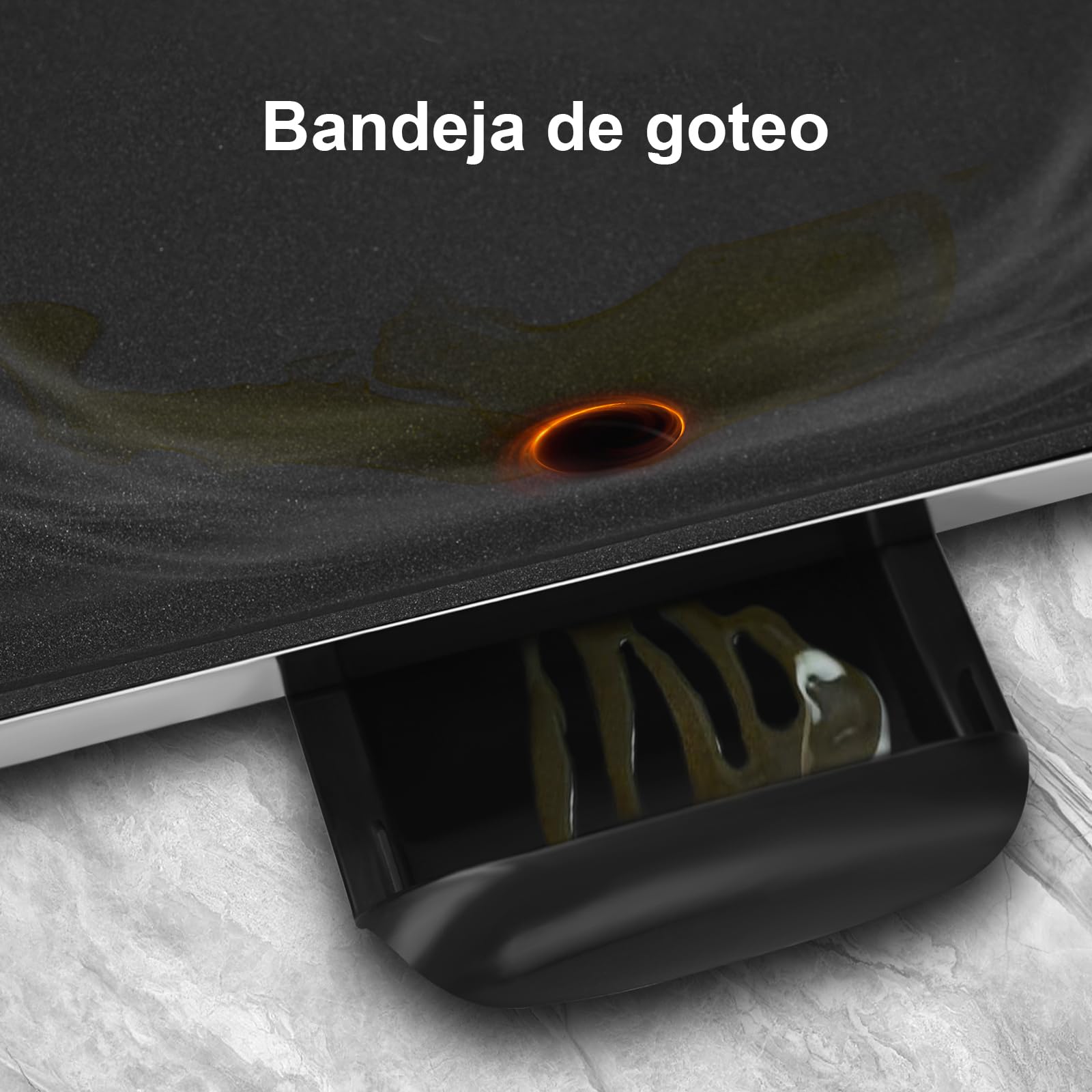 AEWHALE Parrilla Eléctrica -Plancha Electrica para cocinar XXL en interiores y exteriores con protección antisalpicaduras de acero inoxidable,plancha cocina con revestimiento antiadherente,2400 vatios