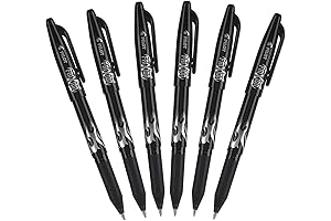 Pilot FriXion Ball 0.7mm Erasable Gel Pens, Pack of 6, Black Ink, Fine Point