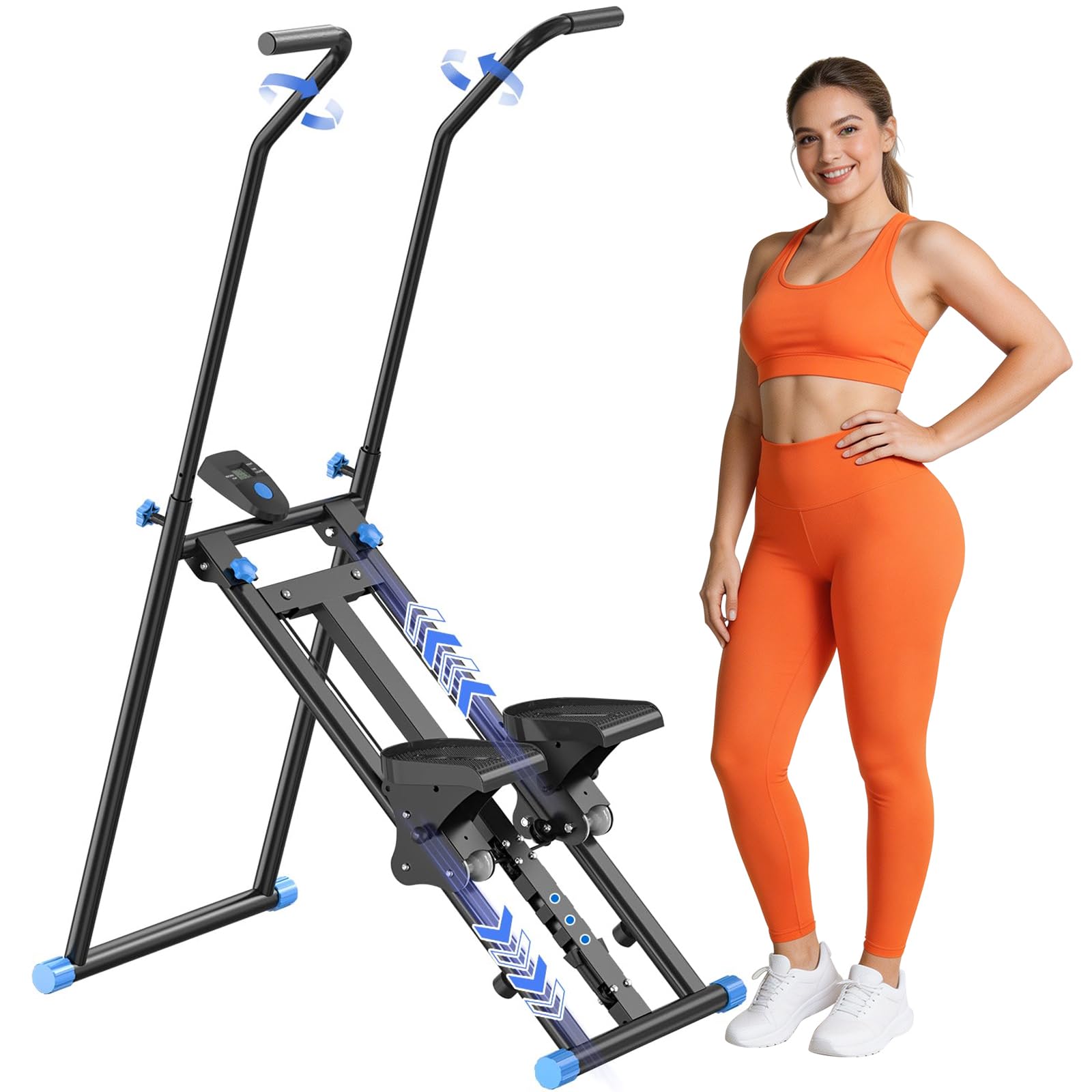 Klettermaschine, Treppensteiger für Heim-Fitnessübungen, zusammenklappbar, vertikale Klettermaschine für Ganzkörpertraining, 136 kg Tragkraft, Weiß