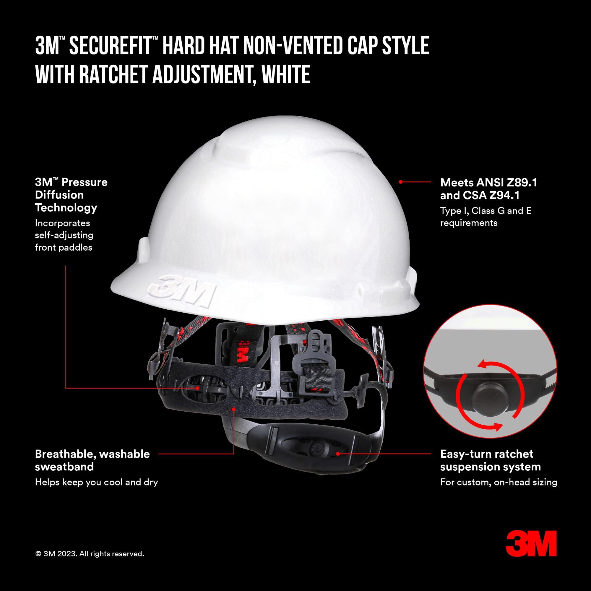3M Cap Style Hard Hat White, Steifer Stil Hut Weiß Unisex, Keine Farbe, Einheitsgröße