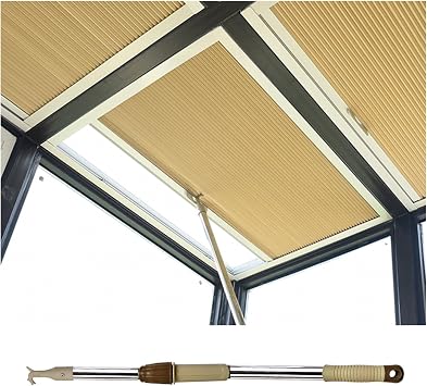 Length Adjustable Metal Window Opener Pole with Hanging Hole, 6.6 FT Telescopic Push-Pull Rod, Roller Blinds Rods for Cordless Blinds/Cellular Shades
