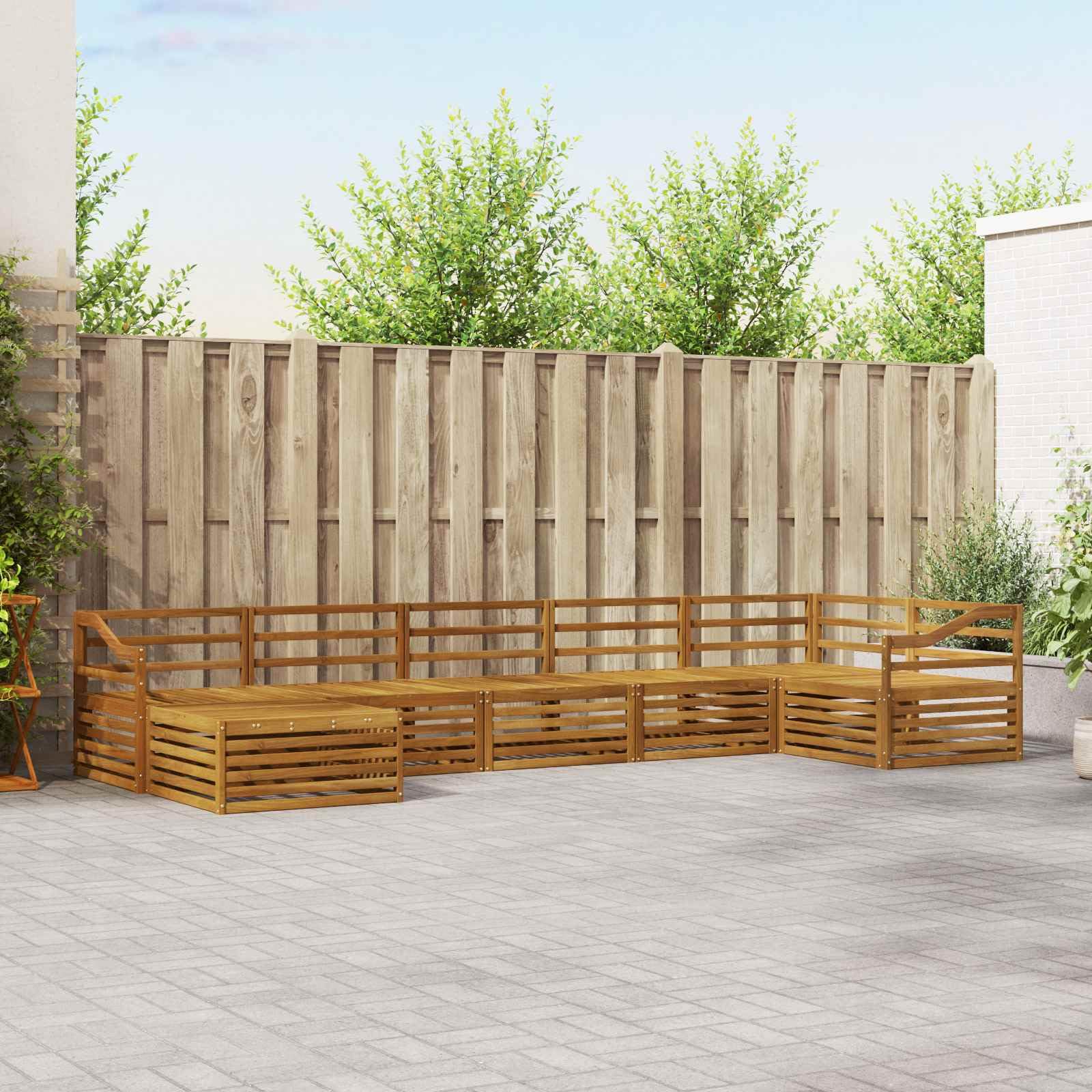 vidaXL Zestawy sof 7 pcs Naturalny Lite Drewno Akacji, Ogród, Wygodny zestaw wypoczynkowy, Siedzenie na zewnątrz, Patio, Nowoczesny taras, Meble wygodne