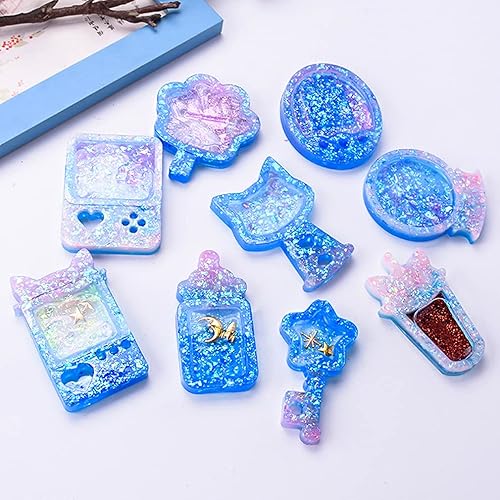 Miniatura 2 de iSuperb Moldes de resina agitadora, moldes de silicona de arena movediza, molde de resina epoxi, molde de agitador para dijes, joyas, llavero,