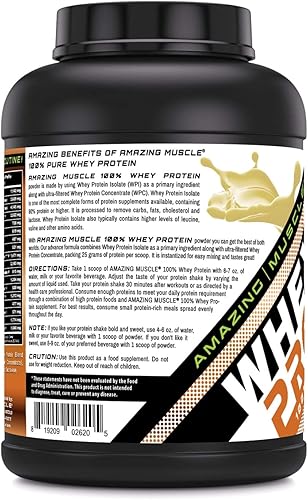 Vista 34 de Amazing Muscle - Proteína aislada y concentrada de suero de leche, 0.88 oz por suplemento de porción, sabor avellana, 2 libras (2.0 lbs) Sin OMG