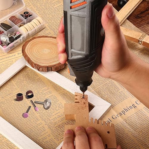 Miniatura 8 de DSF Kit de herramientas rotativas, motor potente mejorado de 135 W con velocidad variable, 150 accesorios de herramientas rotativas con portabrocas