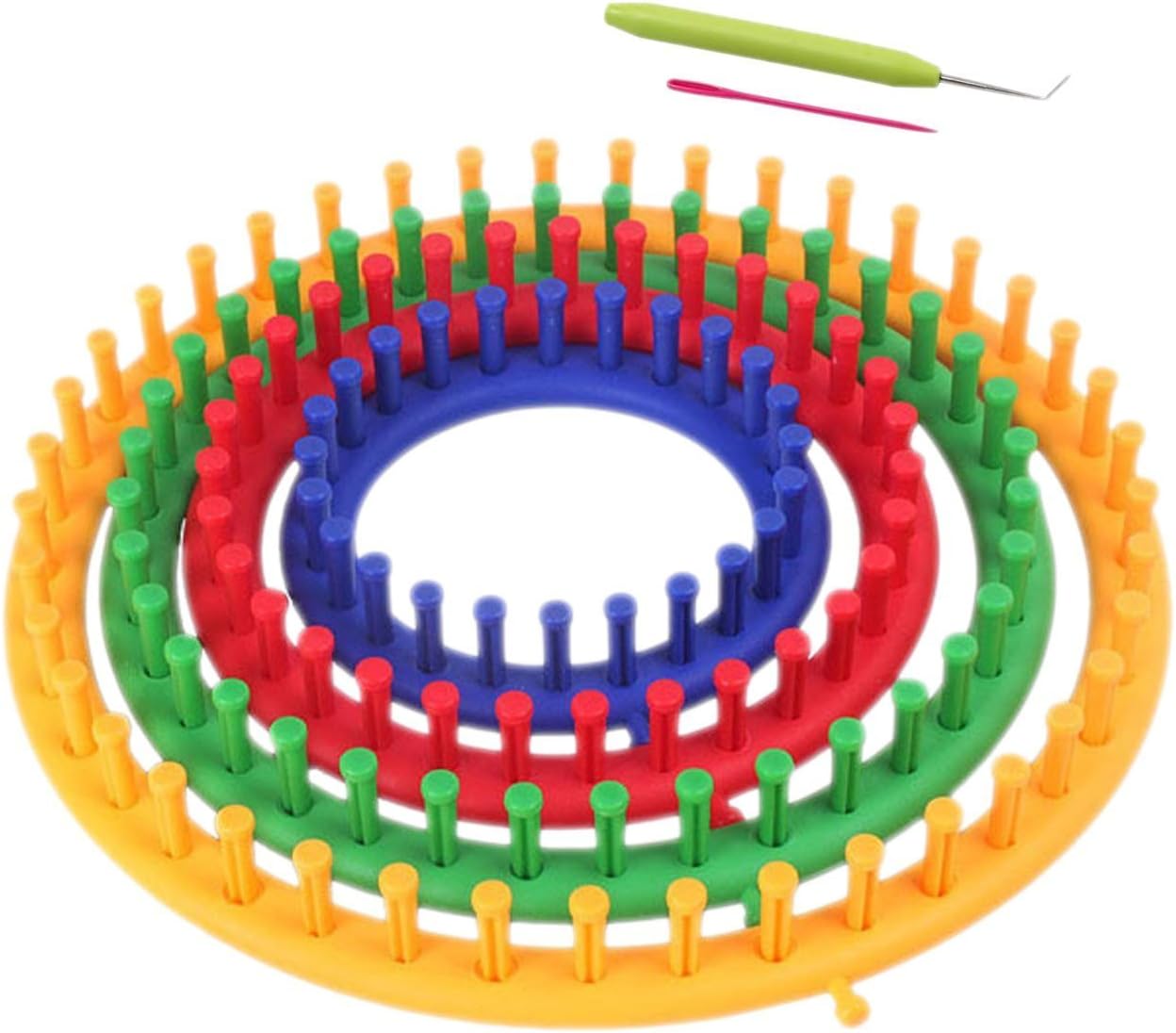 ESYN Knitting Looms Set 4 Ring Sock Scarf Hat Maker Craft Knitted Round Knit Kit(Random Color)