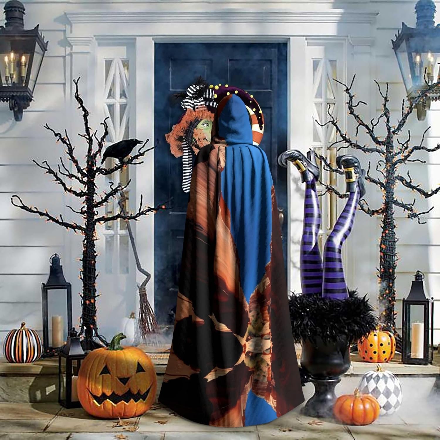 Gorge Scenery Halloween Adult Hooded Cape, Hooded Robe Cape, Women's Men's Halloween Dress Up Party Cosplay Costumes. Black