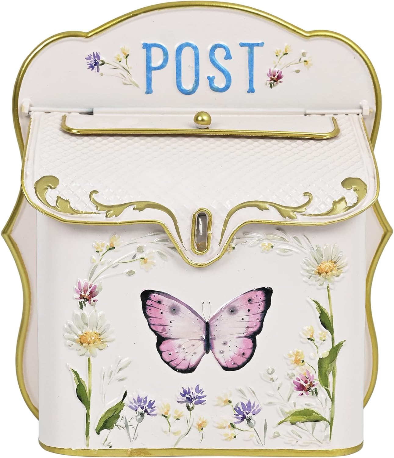 Vintage Wall Mount Mailbox for Outside Metal Decor Mailboxes Antique Style Nostalgic Charm for Home Door Garden Farmhouse House Decorations (Pink)