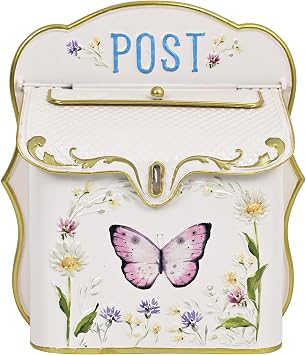 Vintage Wall Mount Mailbox for Outside Metal Decor Mailboxes Antique Style Nostalgic Charm for Home Door Garden Farmhouse House Decorations Pink