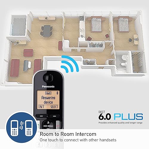 Vista 6 de Panasonic KX-TGC253B DECT 6.0 Teléfono fijo de 3 teléfonos con contestador automático (renovado)