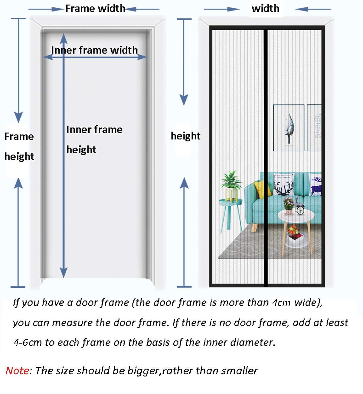 Tenda zanzariera Magnetica 180x270cm(71x106inch) Zanzariera Porta Finestra Impedendo agli Insetti di Entrare su Misura Facile Montaggio per Porta Ingresso del Balcone, Nero A