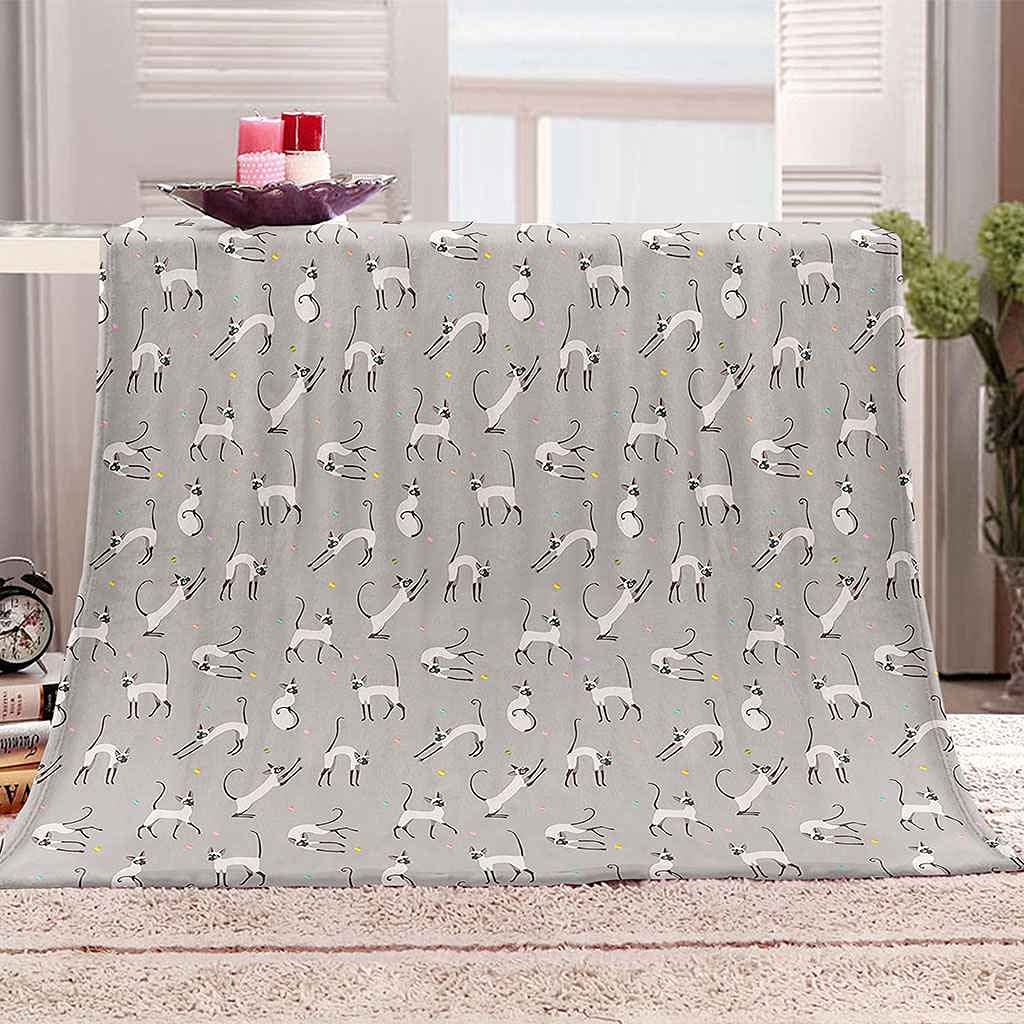 Couverture flanelle chaton 150x200cm pour lit et canapé