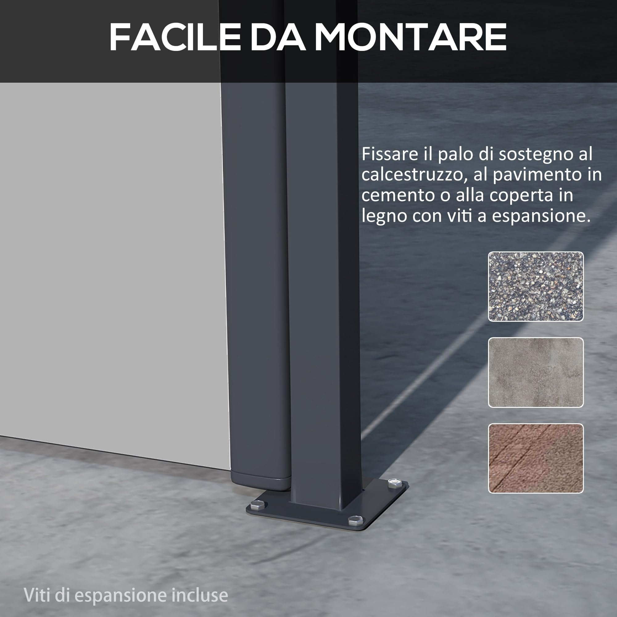 Outsunny Tenda Laterale Retrattile con Maniglia, Frangivista Balcone in Metallo, Alluminio e Poliestere, 180 g/m², UV30+, per Balcone Giardino ed Esterno, 400x180 cm, Grigio Chiaro