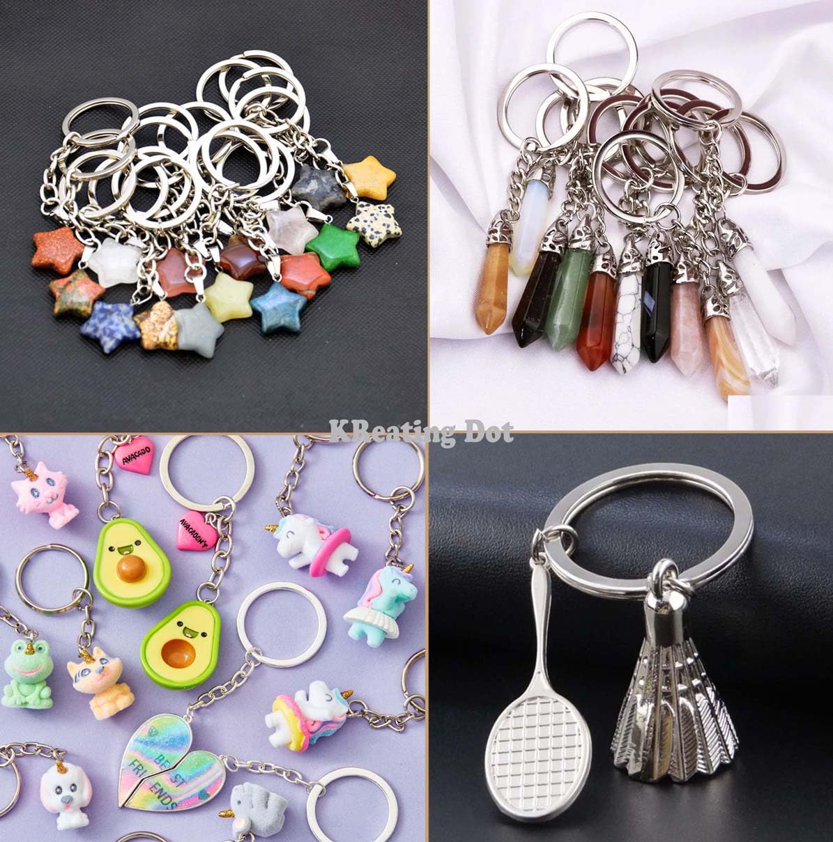 KReating Dot | 50 Pieces Glossy Silver Finish 30MM Metal Keyring with Chain and A Ring | Perfect DIY Craft Supply for Keys, Bags, Lanyards, Charms and Many More Purposes (KRBGK-05) 4