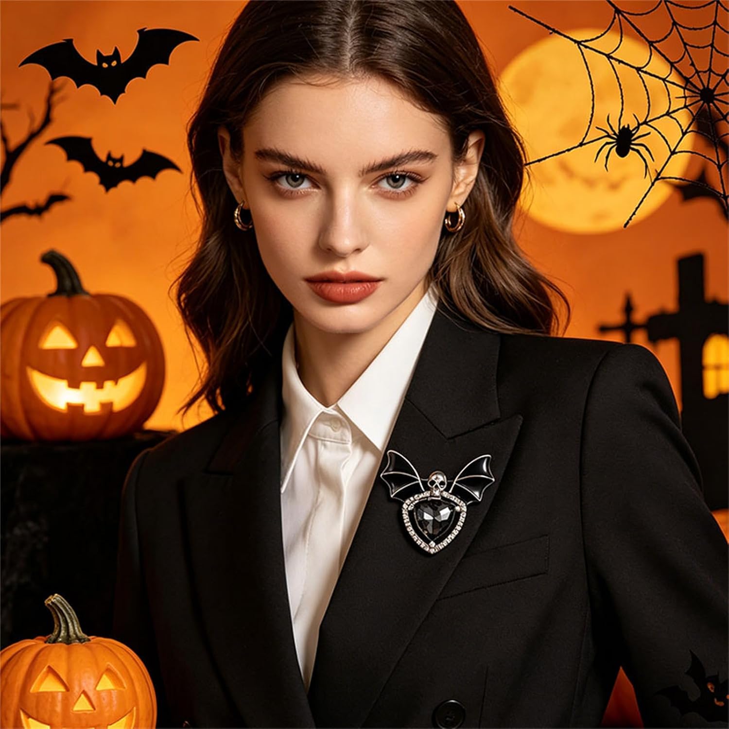 coadipress Halloween Bat Brooch Pins for Women Men Gothic Vintage Rhinestone Bat Brooch Pins Animal Vampire Wing Bat Broochs Halloween Holiday Fashion Accessories Jewelry image 3