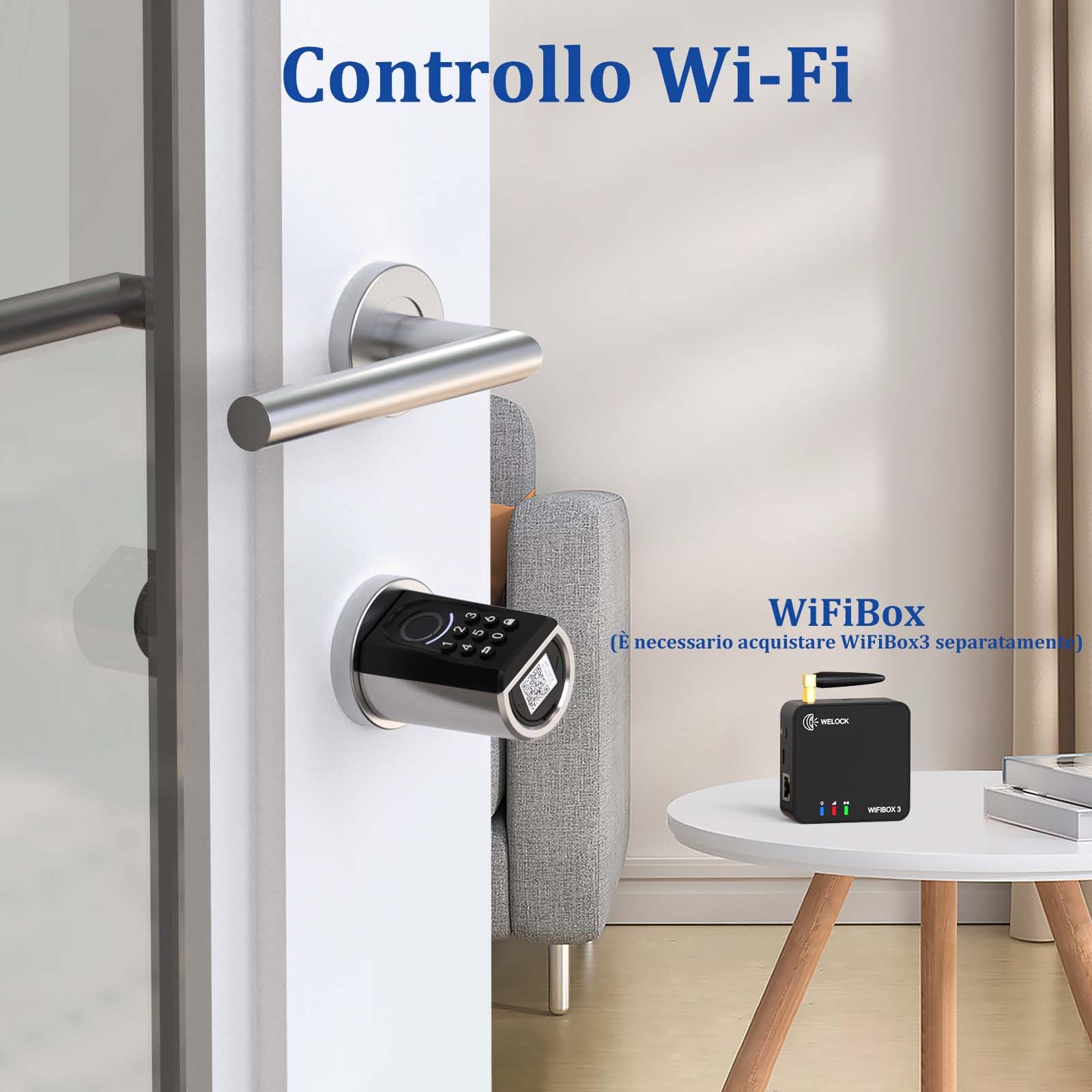 WELOCK ToucA51 Serratura Intelligente Smart,Serratura Elettronica con Impronta Digitale,Codice,Scheda RFID,APP Bluetooth,Compatibile Porta Blindata,Senza Chiave,Ideale B&B e Appartamenti(Porte 30-70mm