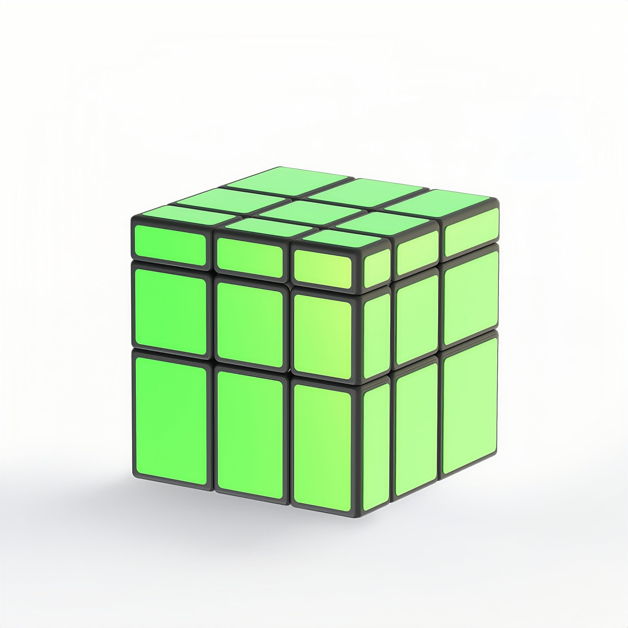 XMDCuber QY Toys Mirror Speed Cube 3x3 Fluorescent Green, Glow-in-The-Dark Sticker Mirror Cube 57mm