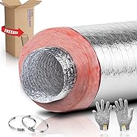 CUCHIILO R8 Insulated Flexible Duct 6" x 25 ft HVAC Flex Ducting Silver Jacket - Energy Efficient, Quiet & Durable