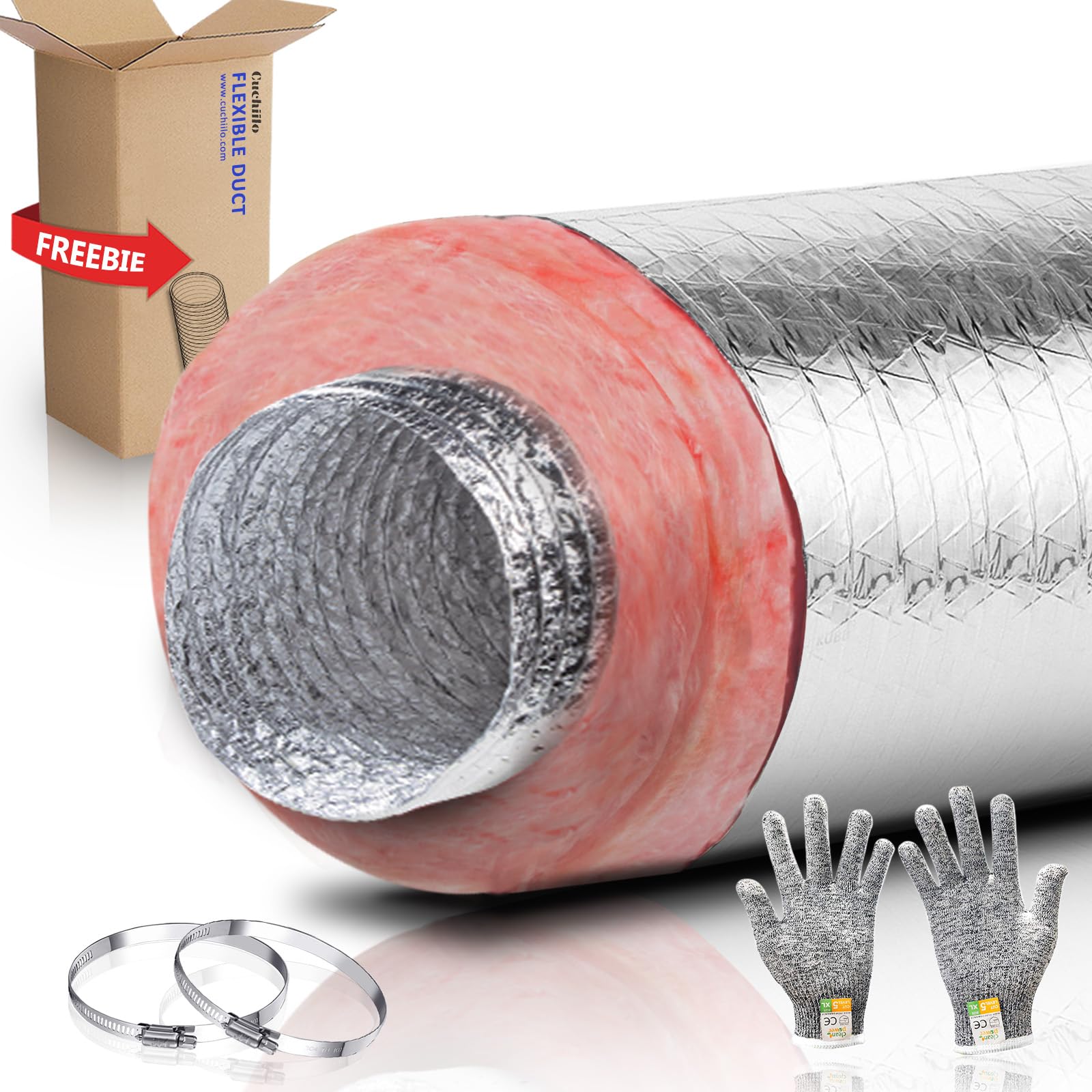 Cuchiilo Insulated Flexible Duct R8,HVAC Insulated Flex Ducting 6