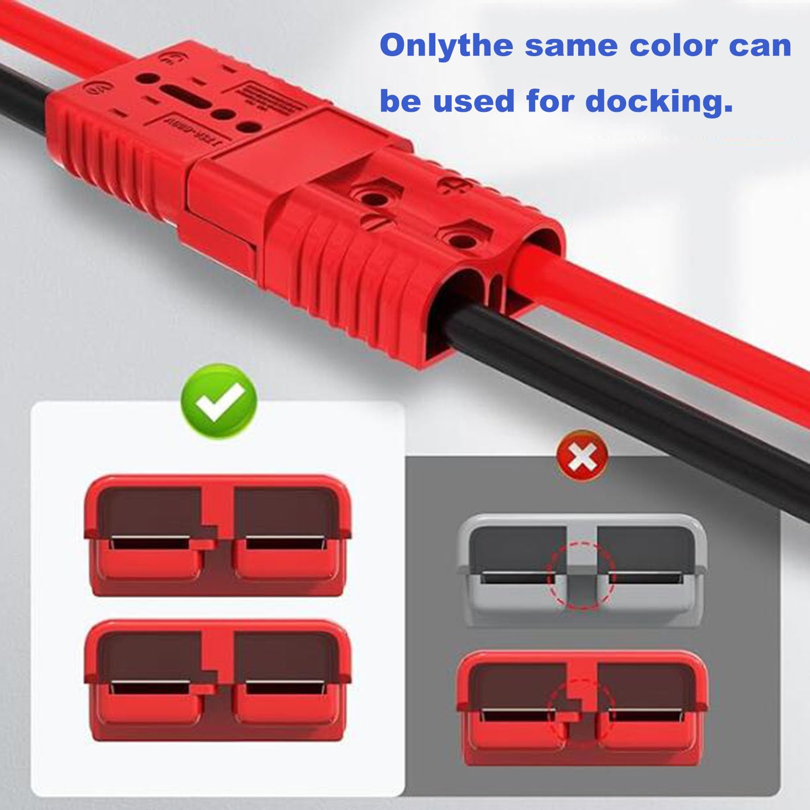 350A 600V Gabelstapler Ladegerät Batterieanschluss Ladestecker Elektrische Gabelstapler Batterieladegerät Anschlüsse mit 1/0AWG 200Cm/6,56Ft Verlängerungskabel