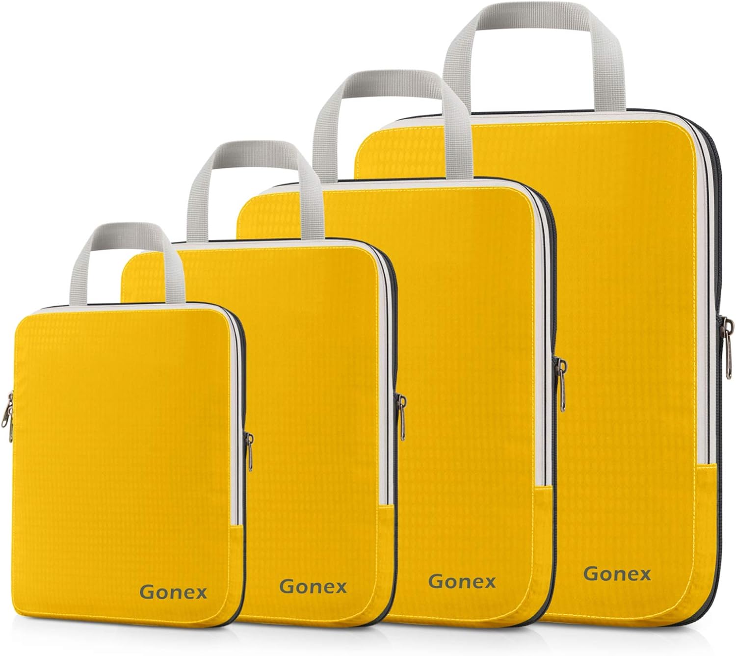  | Gonex Compression Packing Cubes, 4pcs Expandable Storage Travel Luggage Bags Organizers(Black) | Packing Organizers
