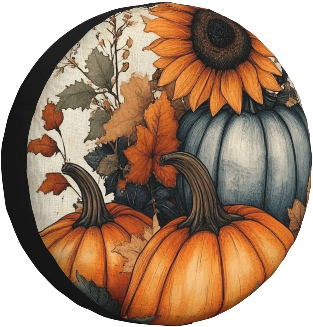 Fall Pumpkin Print Spare Tire Cover Dust-Proof Wheel Tire Cover Fit Jeep,Trailer, Rv, SUV and Many Vehicle