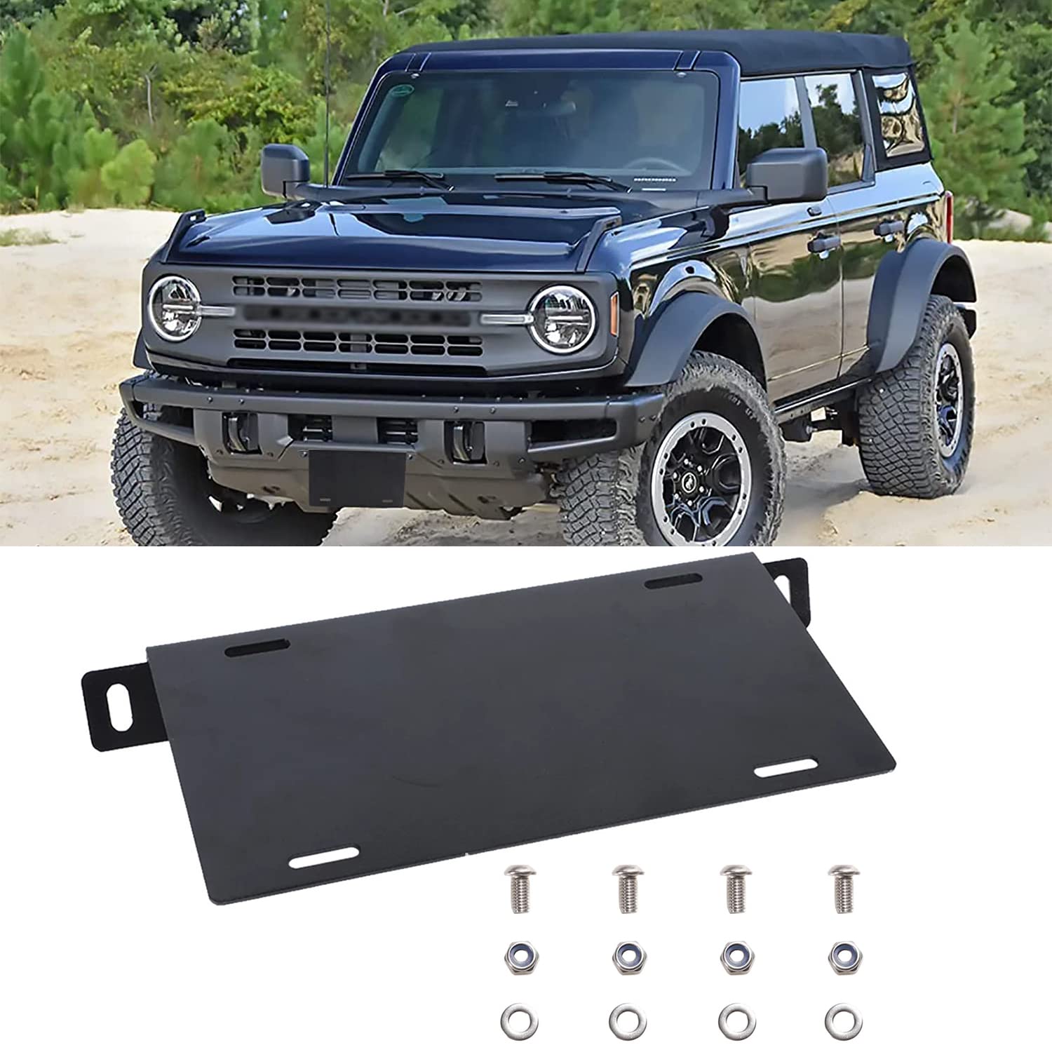 Zertylre Front License Plate Frames Compatible with Ford Bronco, Aluminum Alloy Car License Plate Mounting Bracket Holder for Bronco 2021 2022, Easy Installation (Black)