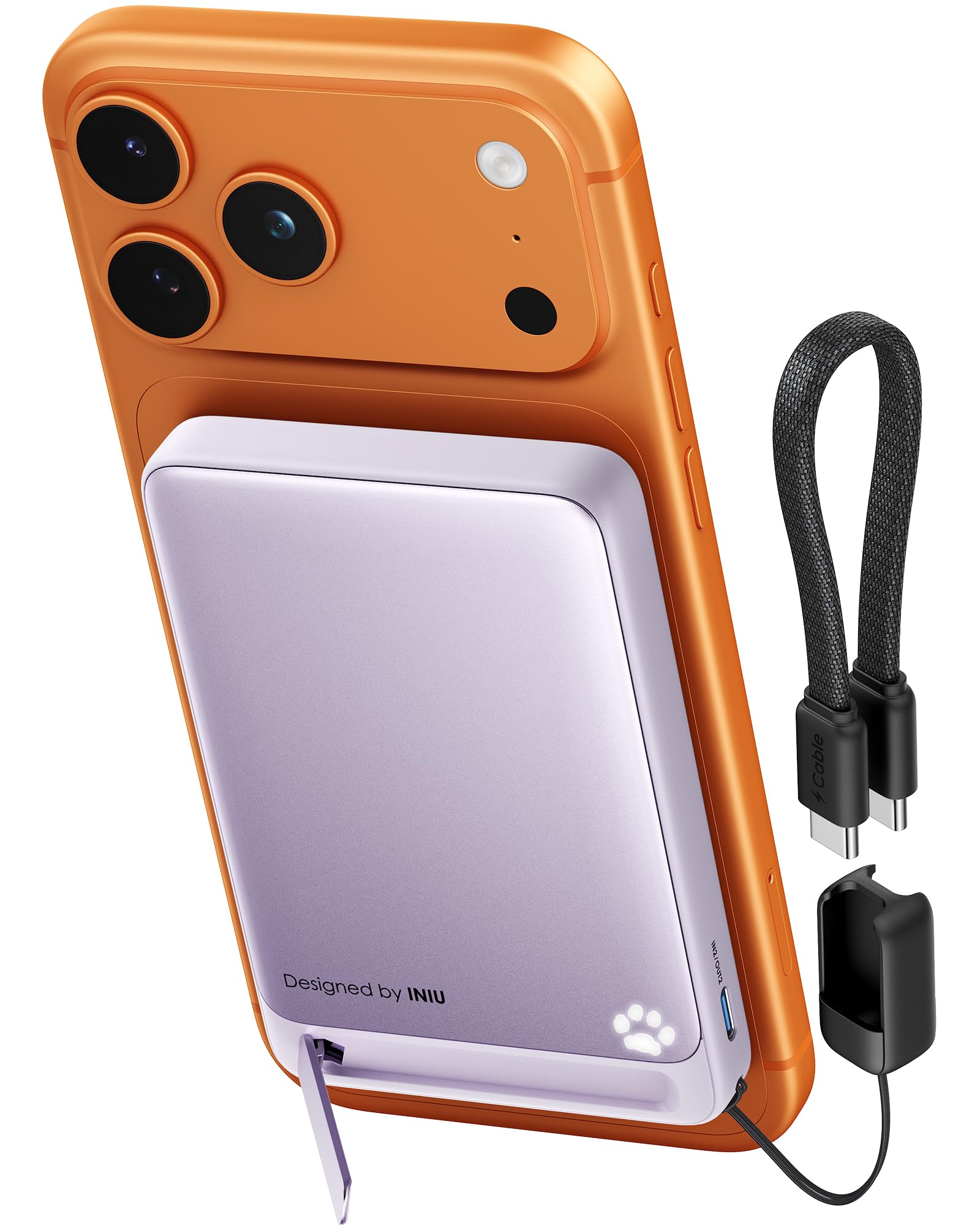 INIU Powerbank für MagSafe, Ultra-schlank Qi2-zertifiziert 15W Magnetische Powerbank iPhone, 10000mAh 45W USB-C Externer Akku Klein, Flugtauglich, Reise-Essential nur für iPhone 17 16 15 14 13, Lila