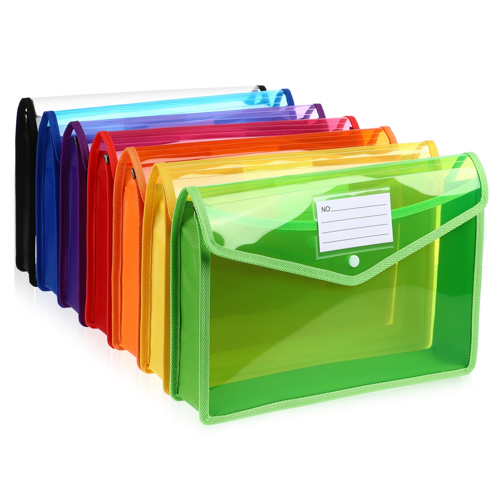 PLAFOPE 7pezzi Busta di Plastica con Bottone per Documenti Busta Trasparente Resistente in Pp per Ufficio Scuola e Archiviazione Organizzazione Efficiente