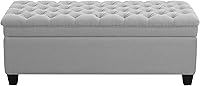 Vista 1 de 51" Fabric Storage Ottoman Bench, Upholstered Rectangle End of Bed Storage Ottoman Tufted Living Room Bedroom Bench with Safety Hinge, Solid Wood
