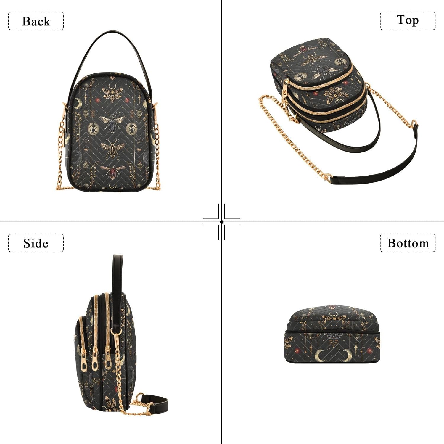 MNSRUU Quilted Crossbody Bags for Women Trendy, Women's Crossbody Handbags Gothic Bats Travel Cell Phone Purses Bags