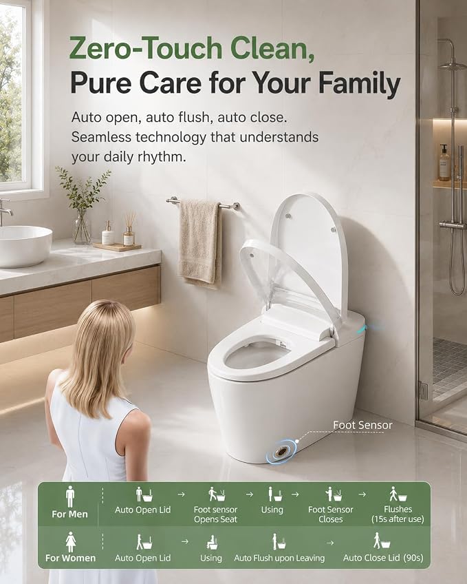 Inodoro Inteligente con Bidé y Tapa Automática Dual Flush miniatura 4