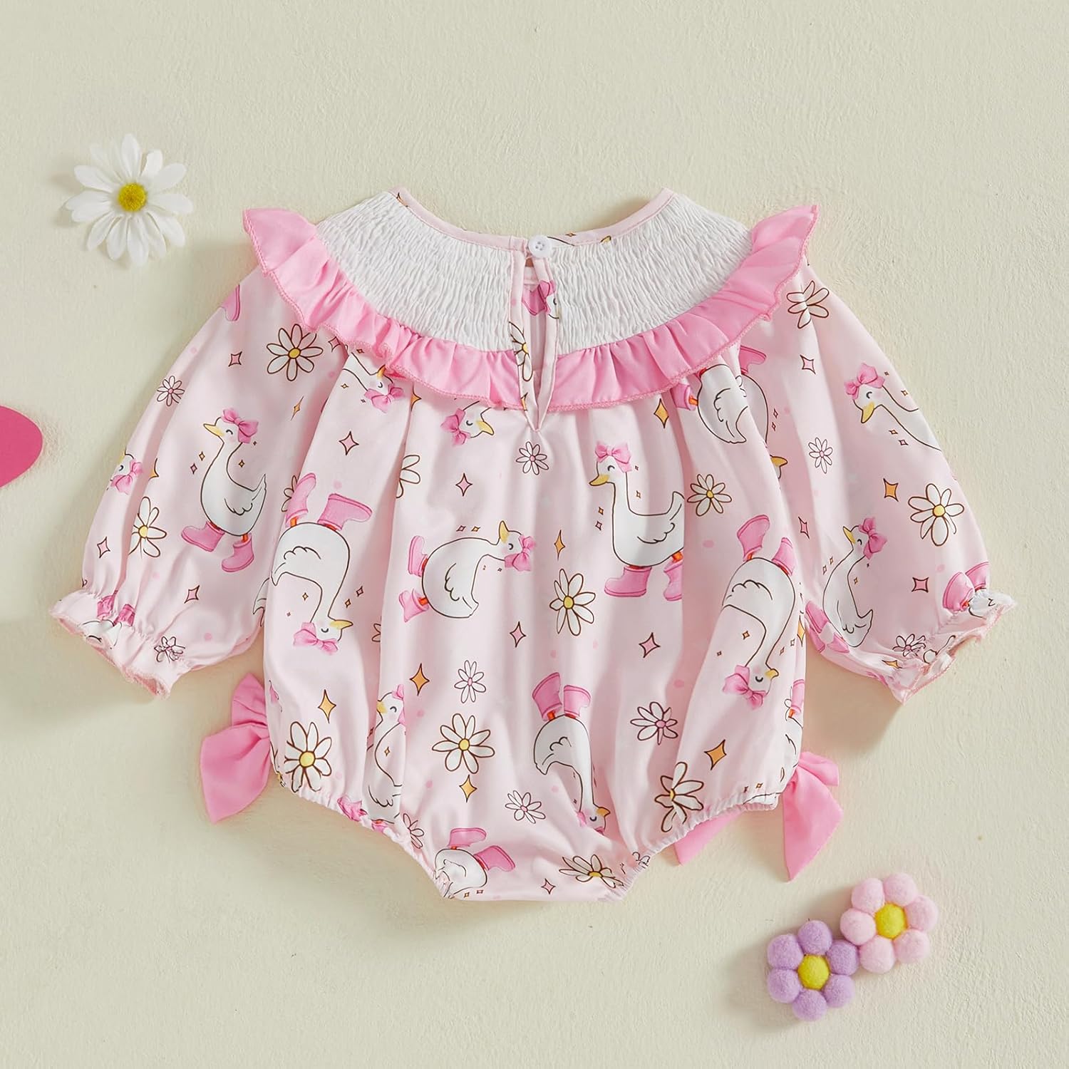 Newborn Baby Girl St Patricks Day outfit Lucky Charm Smocked Bubble Romper Long Sleeve Onesie Irish Spring Clothes - Image 5