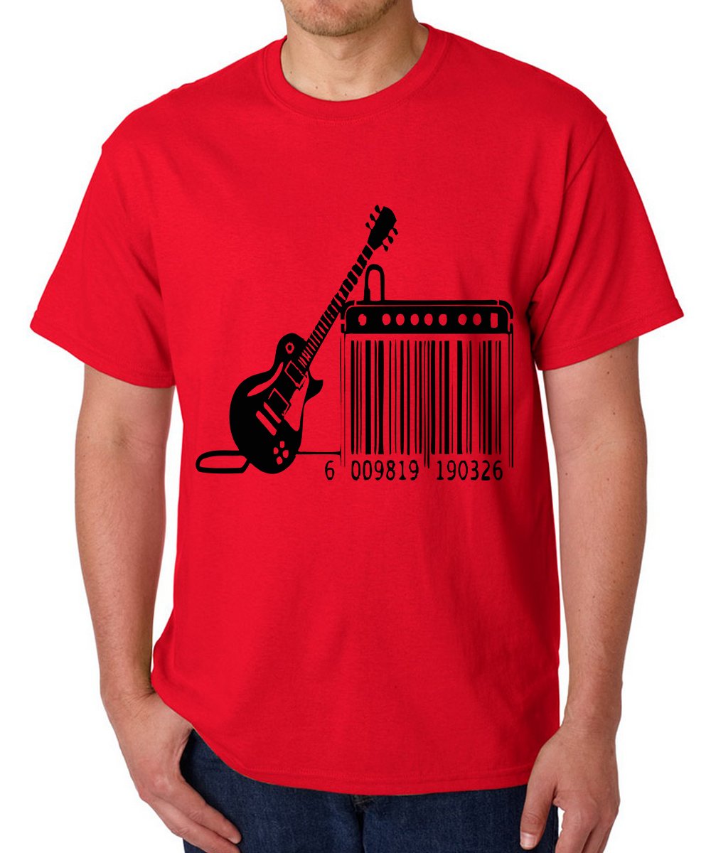 CaseriaMen's Round Neck Cotton Half Sleeved T-Shirt with Printed Graphics - Musical Guitar