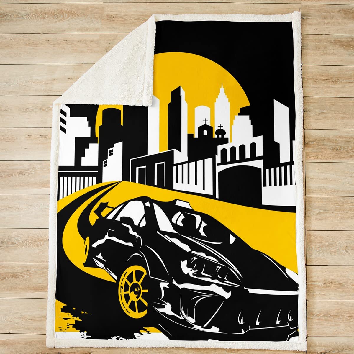 Coperta in peluche per bambini, per ragazzi, ragazzi, sport, auto, da corsa, auto, Sherpa, per divano letto, 200 x 200 cm