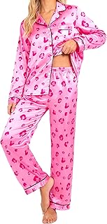 Silk Satin Pajamas Set for Women Long Sleeve 2 Piece Sleepwear Loungewear