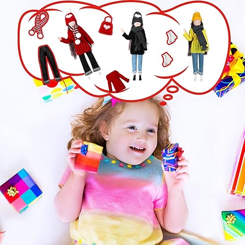 Miniatura 7 de Geyoga Ropa de muñeca de 11.5 pulgadas, accesorios de muñeca para niña, conjunto de suéter de primavera, incluye ropa de punto, pantalones de