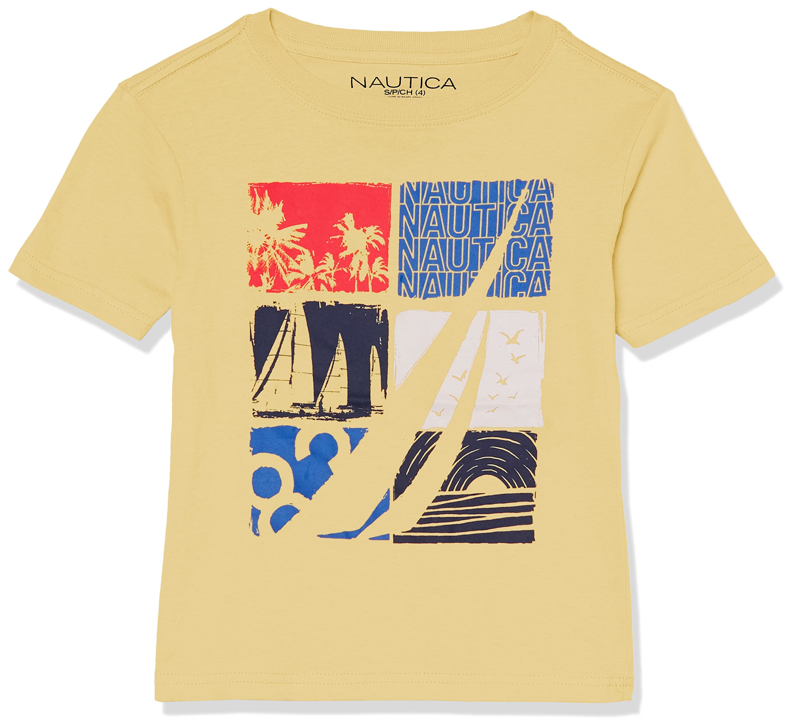 Nautica Boys' Short Sleeve Screen Print Graphic T-Shirt, Popcorn Sailing Sea, 5
