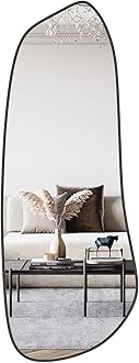 Irregular Wall Mirror, Asymmetrical Mirror Wall Mounted with Black Framed for Living Room, Bathroom, Bedroom, Entryway Wall Decor, 46"×18", Black