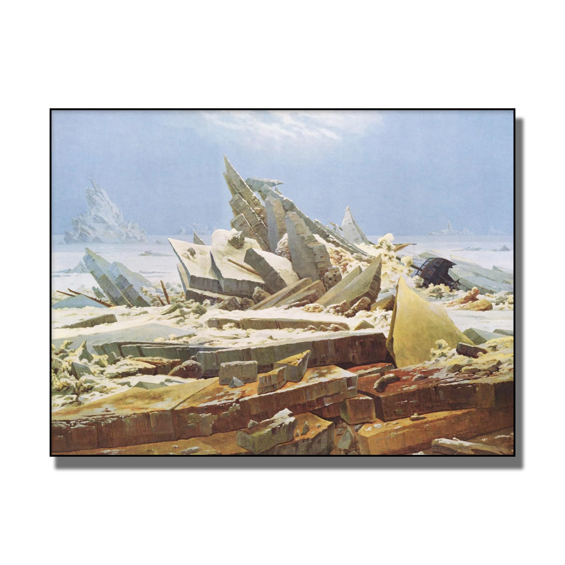 YomcutCaspar David Friedrich Prints - The Sea of Ice Painting - Seascape Decorative Oil Painting - Famous Painting Reproduction - Home Decoration for Kitchen And Bathroom - Unframed (12x16in/30×40cm)