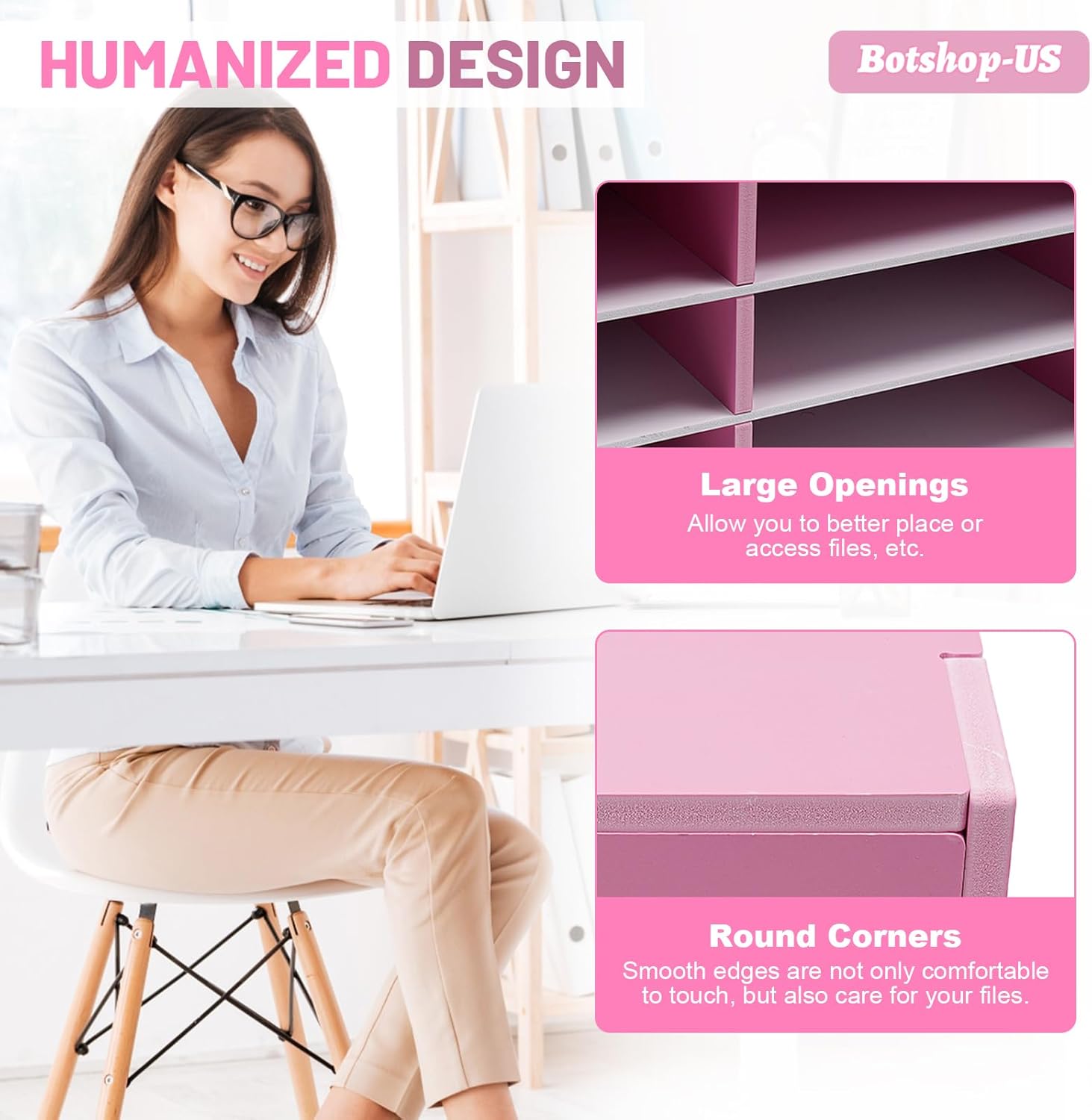 Gdrasuya10 12 Compartment Office Literature File Organizer Mail Sorter Paper Holder Bill Storage Organizer Student Mailbox for Classroom Desktop Letter Sorter Shelf for Home School, Pink