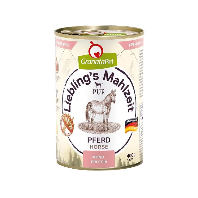 GranataPet Liebling's Mahlzeit Pur con Caballo, Comida húmeda para Perros