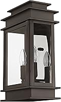 Vista 4 de Livex Lighting 2016-07 Princeton - Linterna de pared para exteriores, bronce, 15.25 x 9.5 x 15.25 pulgadas