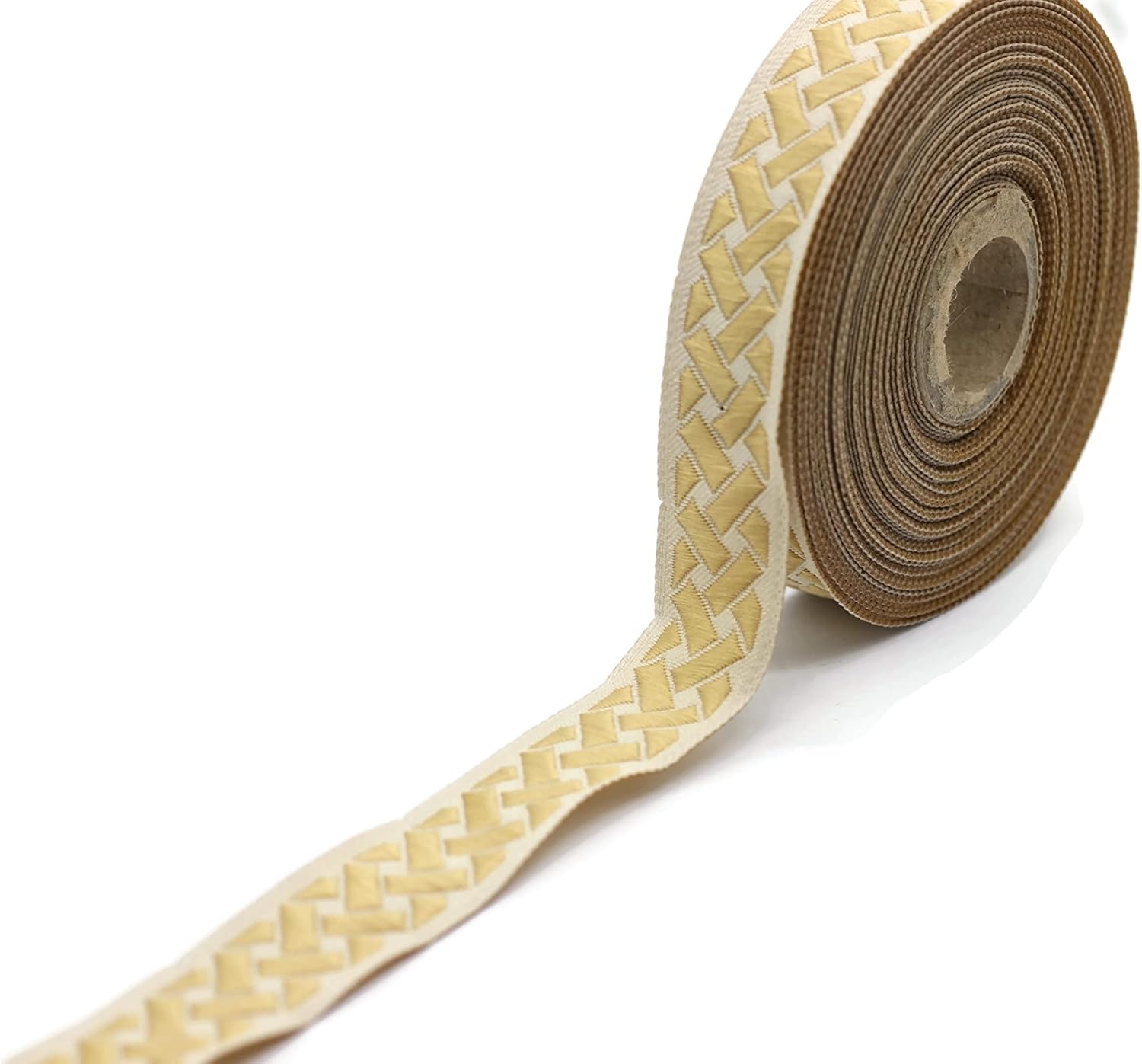 10.9 Yards Spool 0.79" Wide Gold & Beige Knot Jacquard Ribbon Geometric Trim Woven Border Craft Supplies 20274 V7