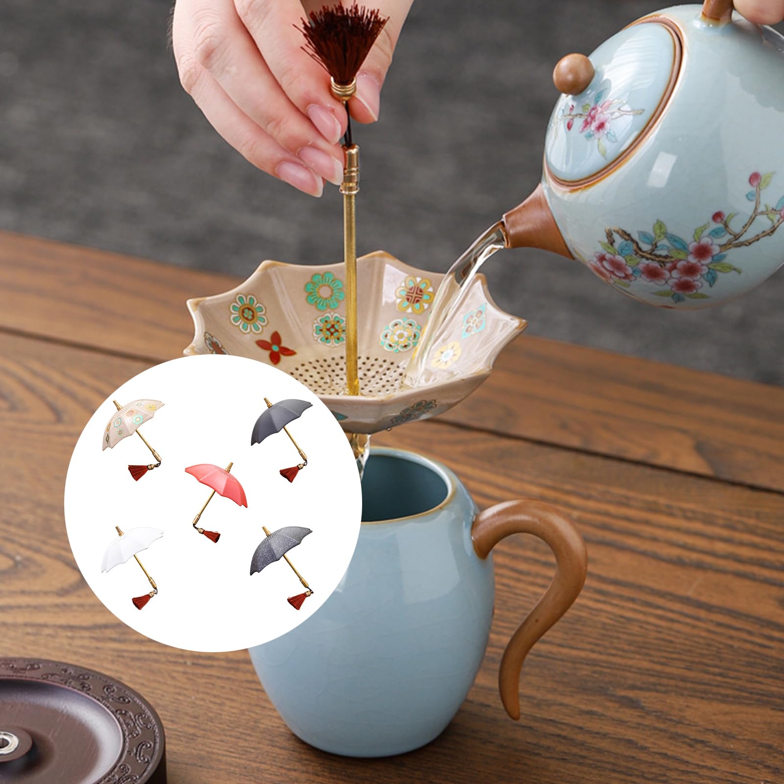 Amazon | ティーストレーナー 可愛い 茶こし 傘 セラミックティー