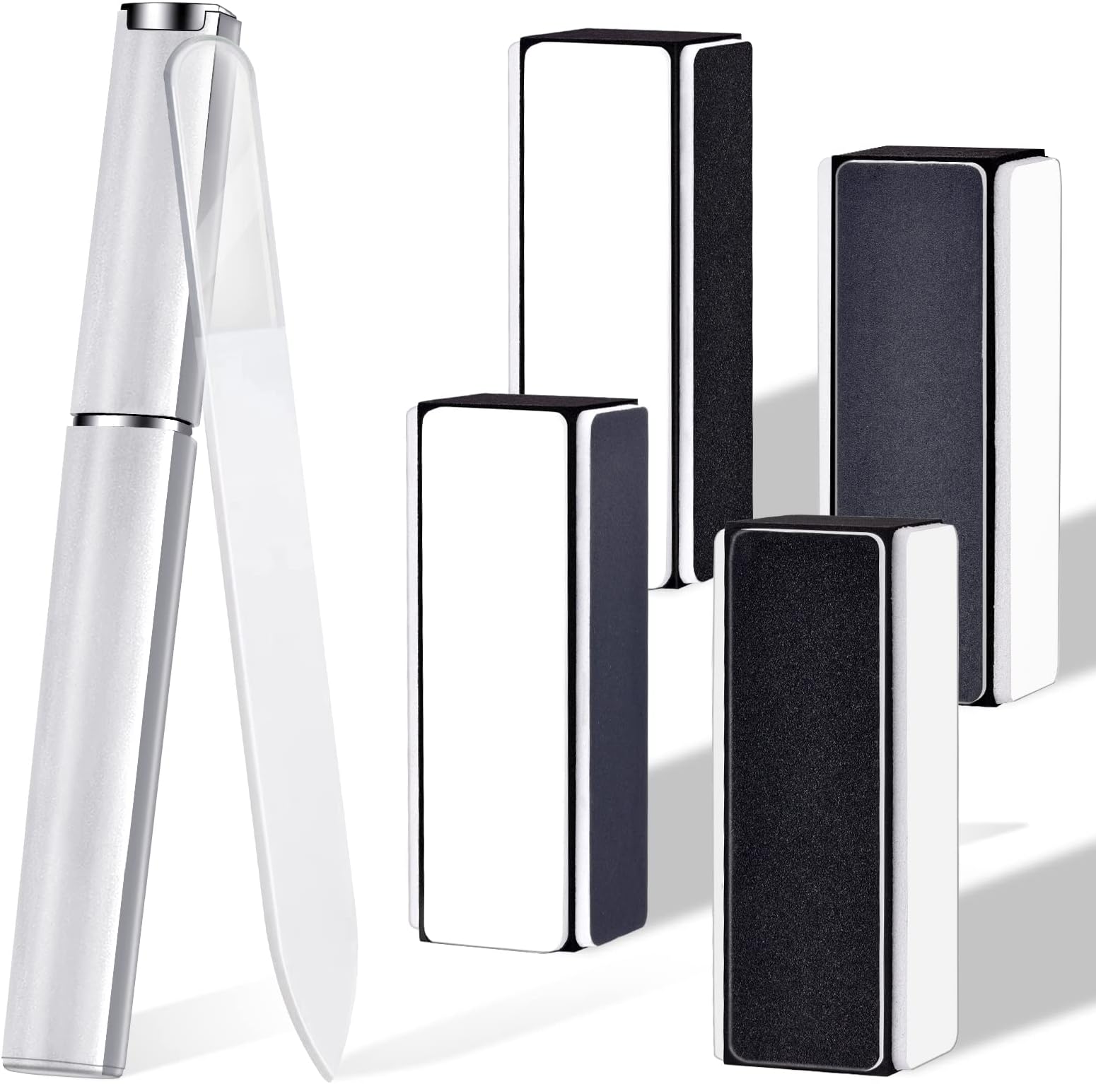 Nail Buffers Blocks,TsMADDTs Shine Nail Buffers Blocks 4-way Nail Buffer Blocks Glass Nail File Shiny Buffer Block for Natural Nail 5pcs Manicure Nail Care Tools